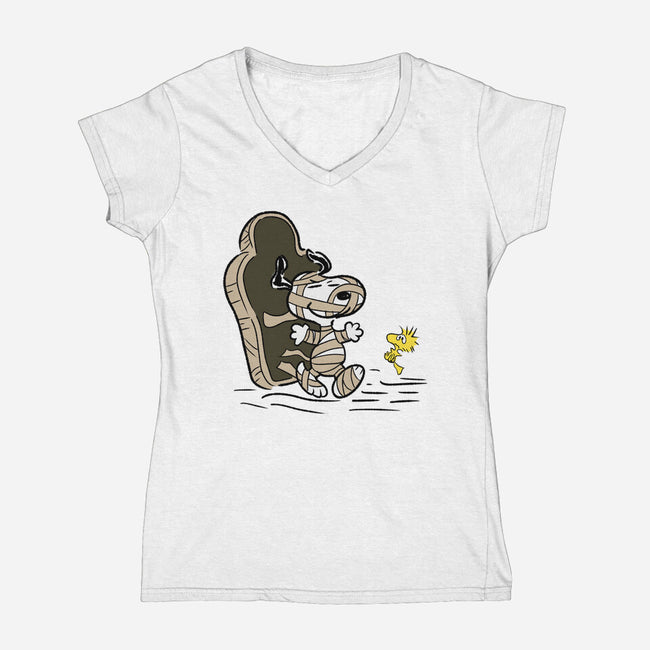 Mummy Dog-Womens-V-Neck-Tee-nickzzarto