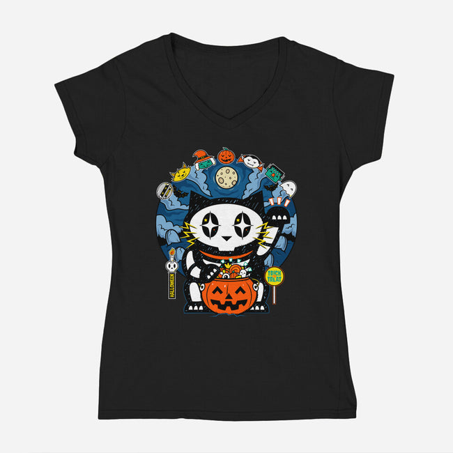 Halloween Doodle-Womens-V-Neck-Tee-krisren28