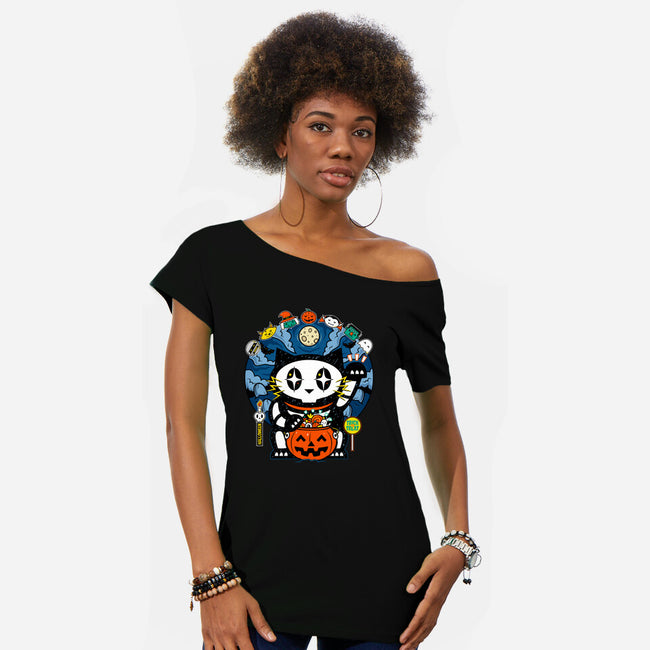 Halloween Doodle-Womens-Off Shoulder-Tee-krisren28