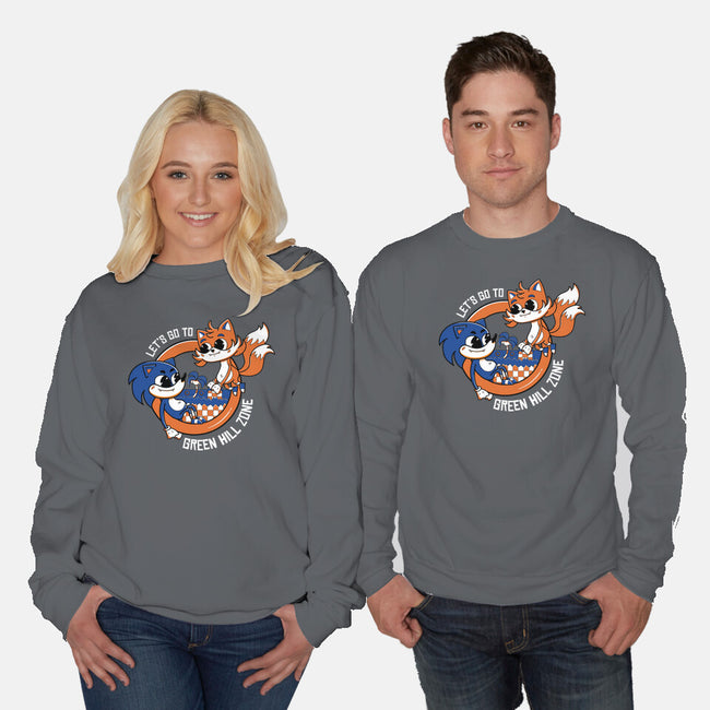 Green Hill Zone Heroes-Unisex-Crew Neck-Sweatshirt-Ca Mask