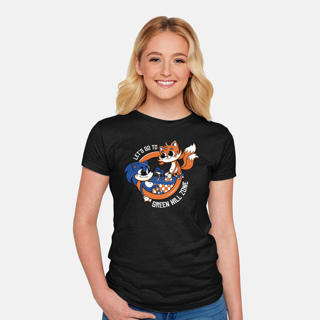 Green Hill Zone Heroes-Womens-Fitted-Tee-Ca Mask