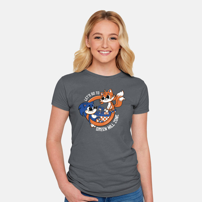 Green Hill Zone Heroes-Womens-Fitted-Tee-Ca Mask