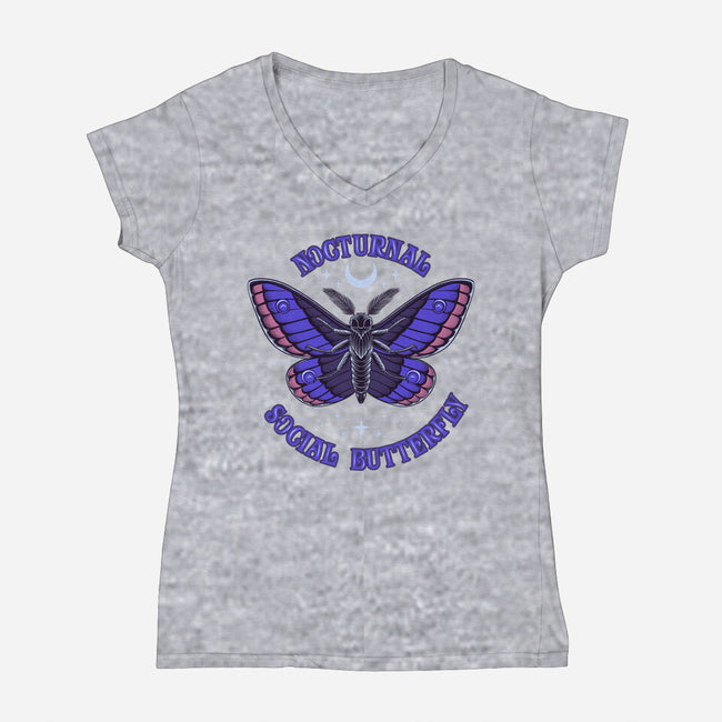 Nocturnal Social Butterfly-Womens-V-Neck-Tee-rmatix