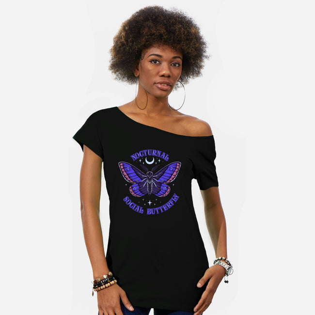 Nocturnal Social Butterfly-Womens-Off Shoulder-Tee-rmatix