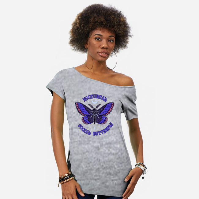 Nocturnal Social Butterfly-Womens-Off Shoulder-Tee-rmatix