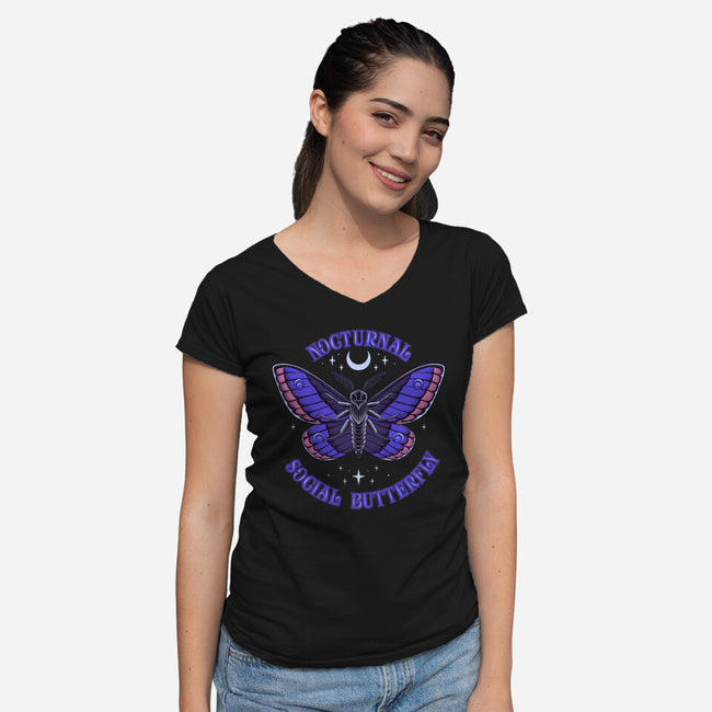 Nocturnal Social Butterfly-Womens-V-Neck-Tee-rmatix