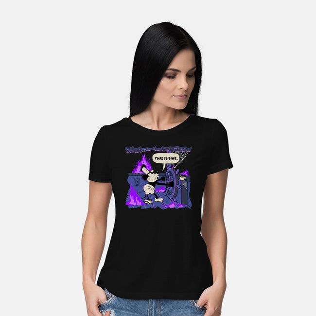 This Is Spooky But Fine-Womens-Basic-Tee-rocketman_art