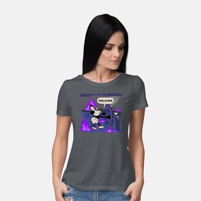 This Is Spooky But Fine-Womens-Basic-Tee-rocketman_art