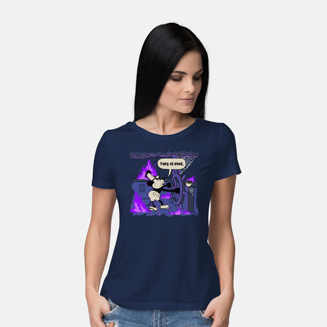 This Is Spooky But Fine-Womens-Basic-Tee-rocketman_art