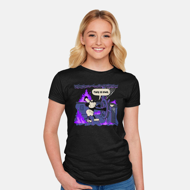 This Is Spooky But Fine-Womens-Fitted-Tee-rocketman_art