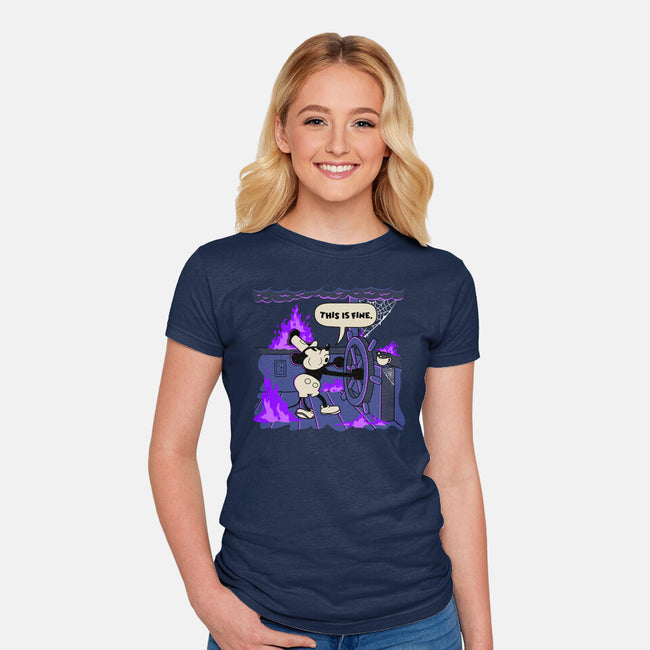 This Is Spooky But Fine-Womens-Fitted-Tee-rocketman_art