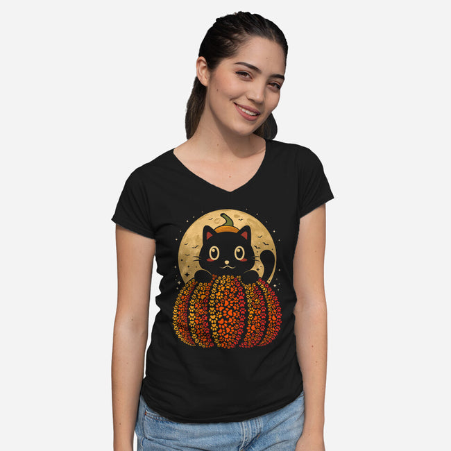 Pawmpkin-Womens-V-Neck-Tee-erion_designs