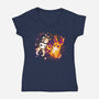 Halloween Jackalope-Womens-V-Neck-Tee-Vallina84