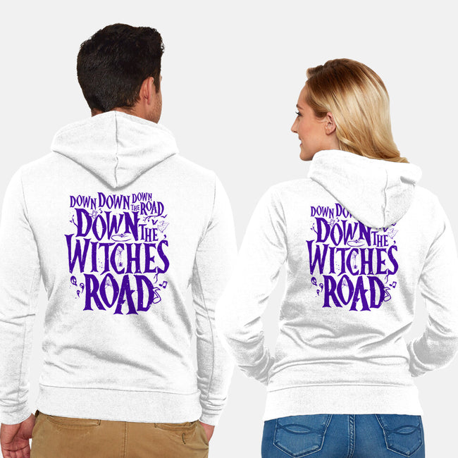 Down The Witches Road-Unisex-Zip-Up-Sweatshirt-teesgeex