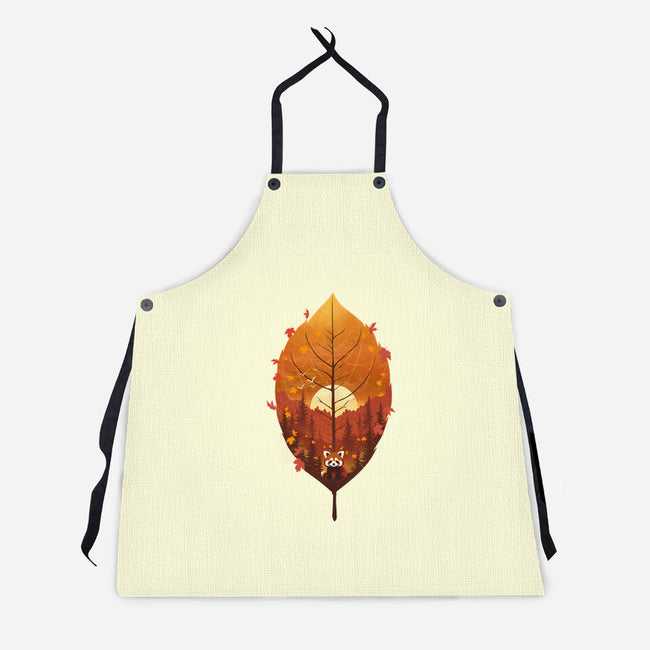 Red Leaf Panda-Unisex-Kitchen-Apron-dandingeroz