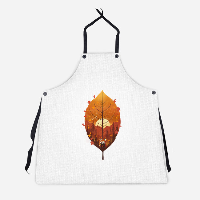 Red Leaf Panda-Unisex-Kitchen-Apron-dandingeroz