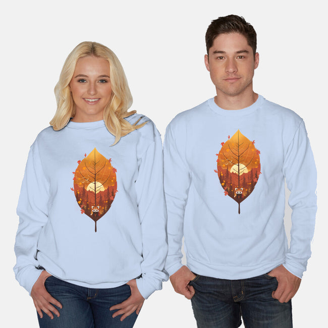 Red Leaf Panda-Unisex-Crew Neck-Sweatshirt-dandingeroz