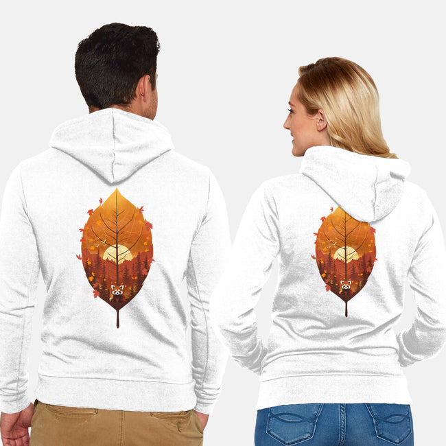 Red Leaf Panda-Unisex-Zip-Up-Sweatshirt-dandingeroz