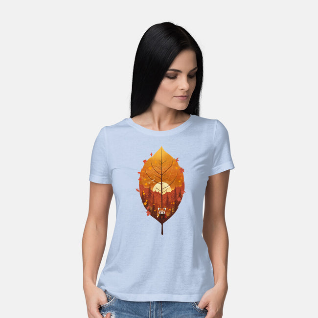 Red Leaf Panda-Womens-Basic-Tee-dandingeroz