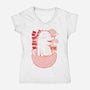 Ramen Dino-Womens-V-Neck-Tee-Kabuto Studio