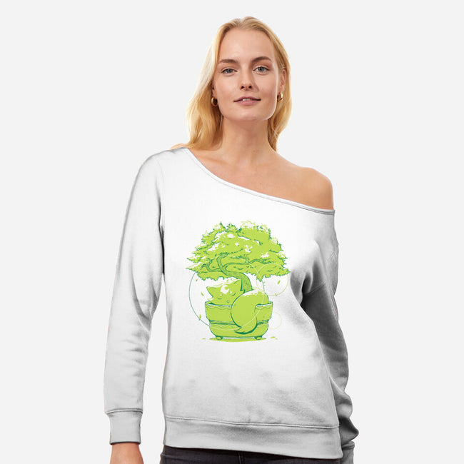 Foxy Tree-Womens-Off Shoulder-Sweatshirt-Kabuto Studio