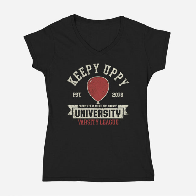 Keepy Uppy University-Womens-V-Neck-Tee-zachterrelldraws