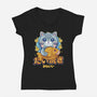 Cat And Taiyaki Kawaii-Womens-V-Neck-Tee-LAGELANTEE