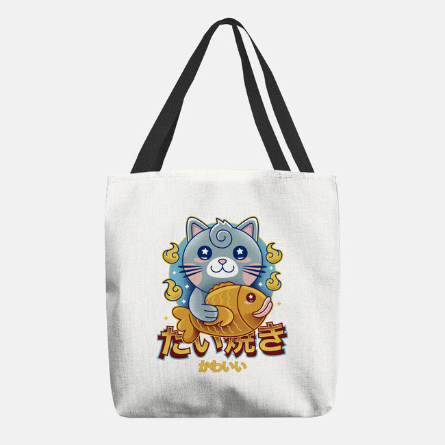 Cat And Taiyaki Kawaii-None-Basic Tote-Bag-LAGELANTEE