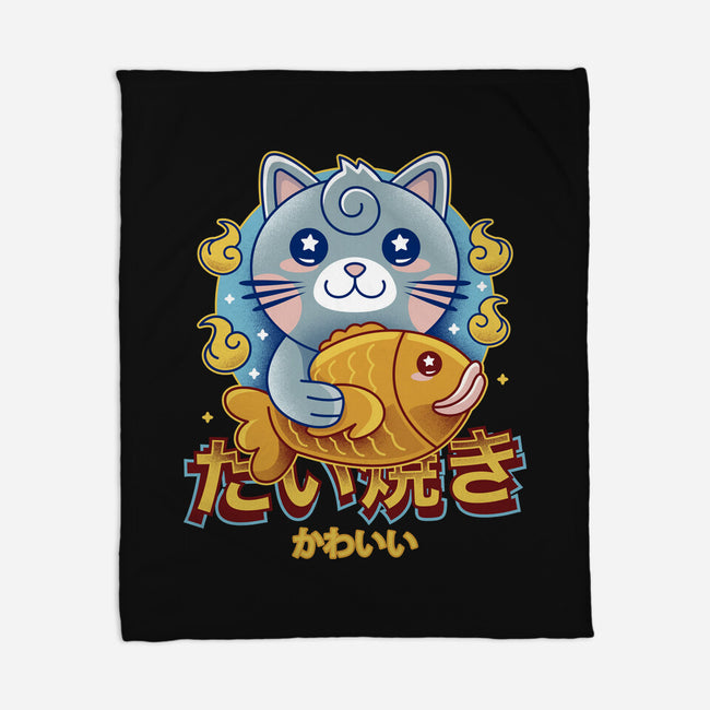 Cat And Taiyaki Kawaii-None-Fleece-Blanket-LAGELANTEE