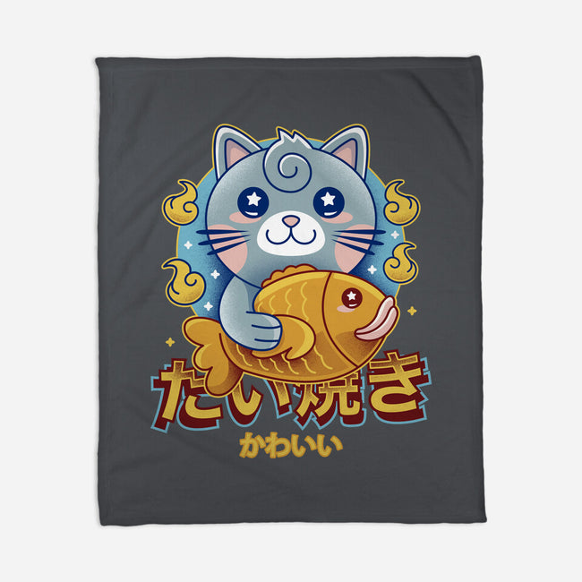 Cat And Taiyaki Kawaii-None-Fleece-Blanket-LAGELANTEE