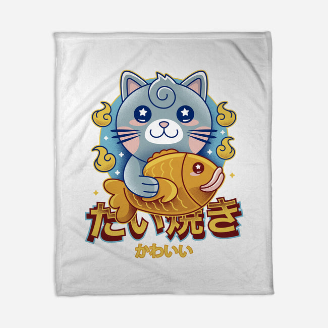 Cat And Taiyaki Kawaii-None-Fleece-Blanket-LAGELANTEE