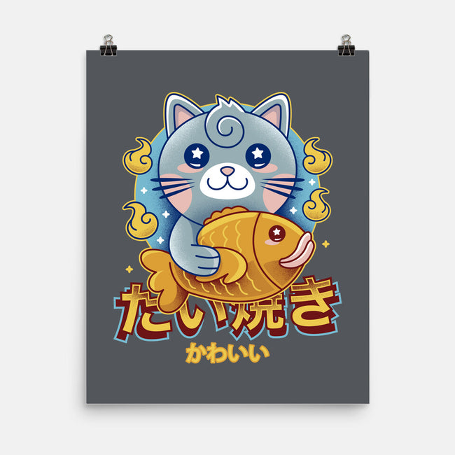 Cat And Taiyaki Kawaii-None-Matte-Poster-LAGELANTEE