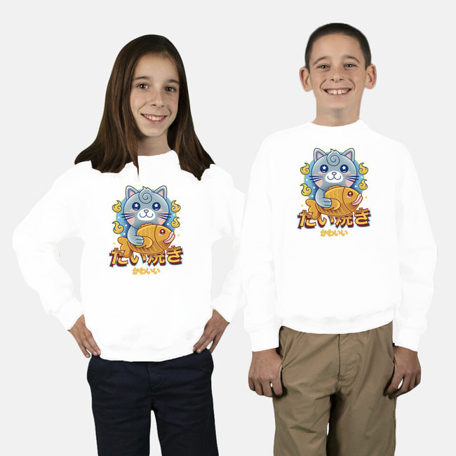 Cat And Taiyaki Kawaii-Youth-Crew Neck-Sweatshirt-LAGELANTEE