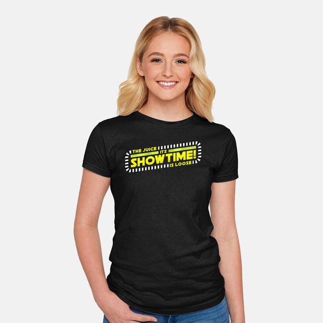 The Juice Is Loose Showtime-Womens-Fitted-Tee-rocketman_art