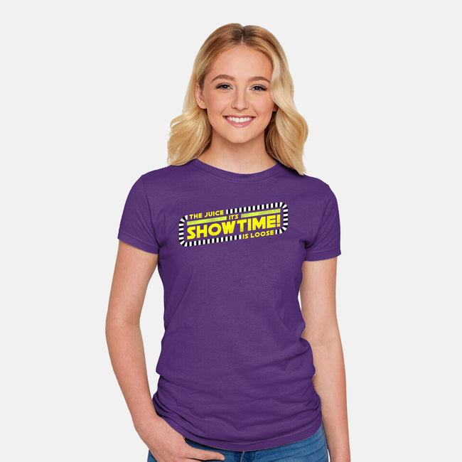 The Juice Is Loose Showtime-Womens-Fitted-Tee-rocketman_art