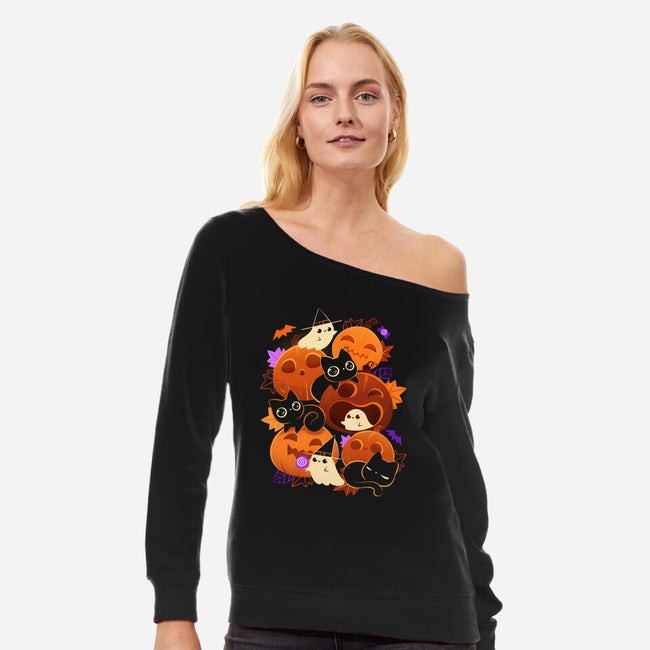 Halloween Party-Womens-Off Shoulder-Sweatshirt-ricolaa