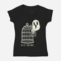 Free Spirit Funny Ghost-Womens-V-Neck-Tee-tobefonseca