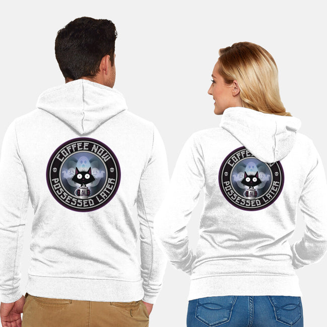 Coffee Now Possessed Later-Unisex-Zip-Up-Sweatshirt-Whimsical Thinker