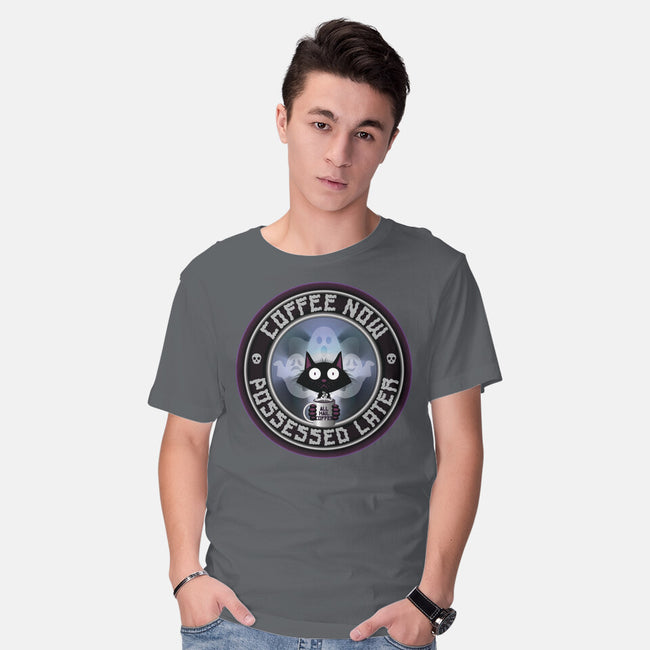 Coffee Now Possessed Later-Mens-Basic-Tee-Whimsical Thinker