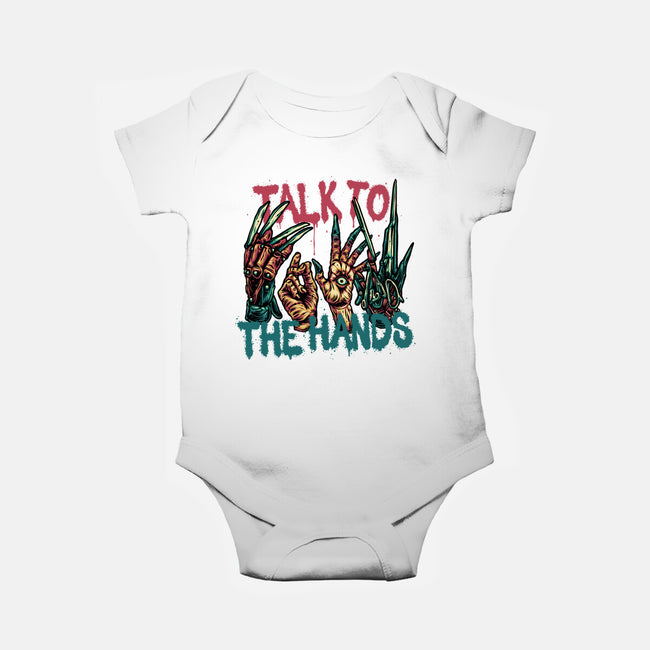 Talk To The Hands-Baby-Basic-Onesie-glitchygorilla