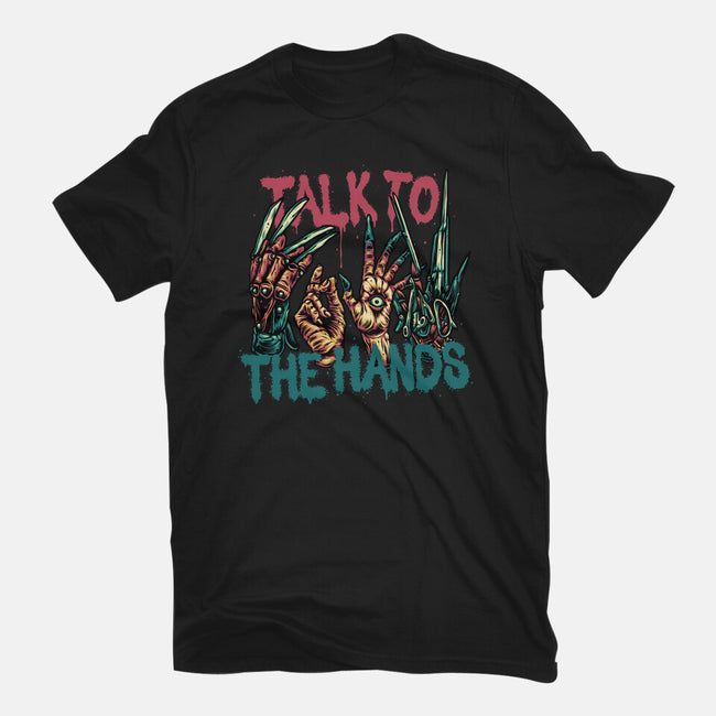 Talk To The Hands-Womens-Fitted-Tee-glitchygorilla