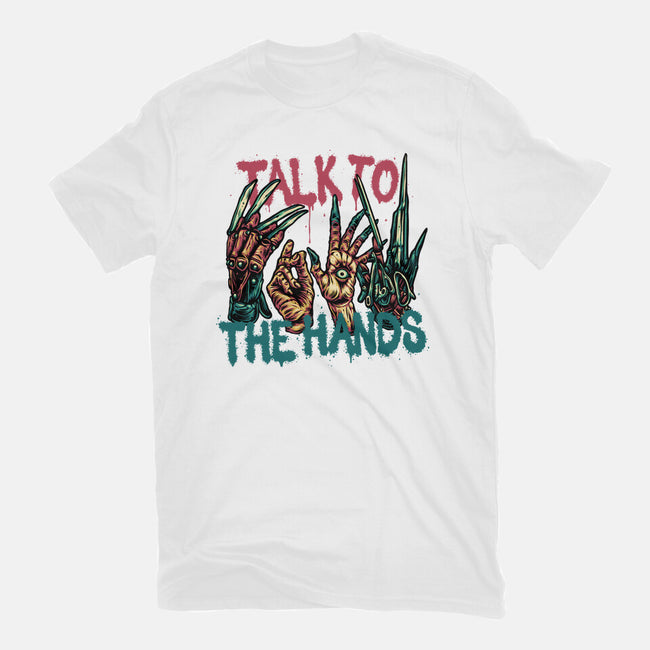 Talk To The Hands-Womens-Fitted-Tee-glitchygorilla