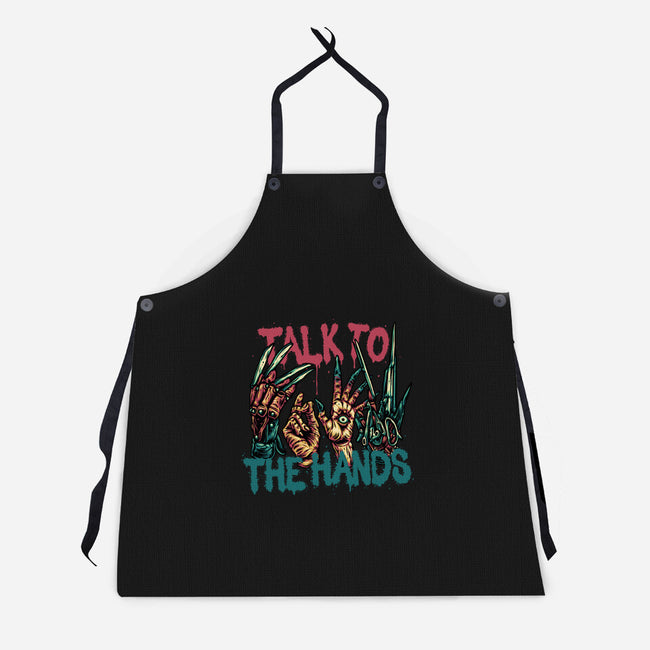 Talk To The Hands-Unisex-Kitchen-Apron-glitchygorilla