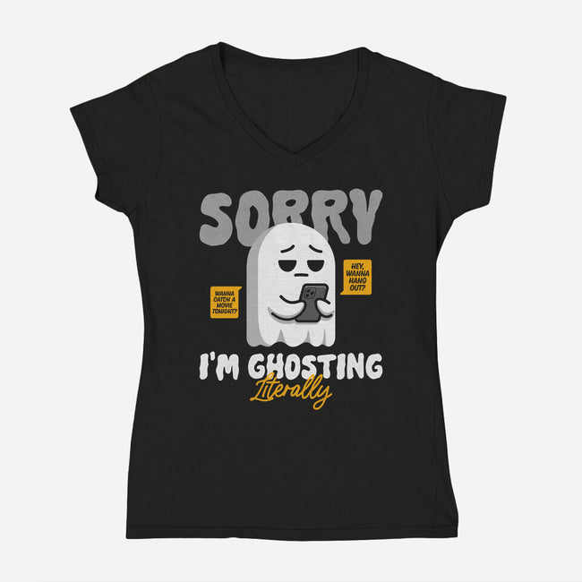 Literally Ghosting You-Womens-V-Neck-Tee-Herk Up Tees