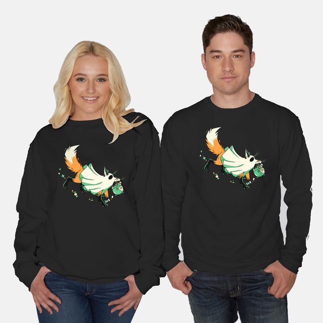 Fox Ghost-Unisex-Crew Neck-Sweatshirt-GloamingFoxes