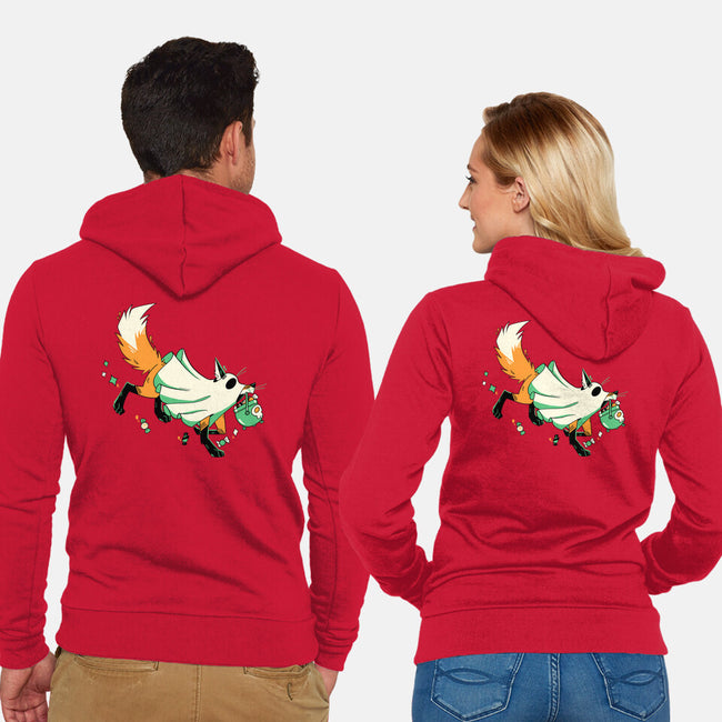 Fox Ghost-Unisex-Zip-Up-Sweatshirt-GloamingFoxes