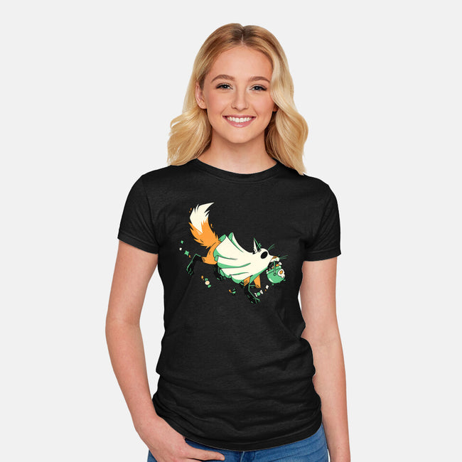 Fox Ghost-Womens-Fitted-Tee-GloamingFoxes