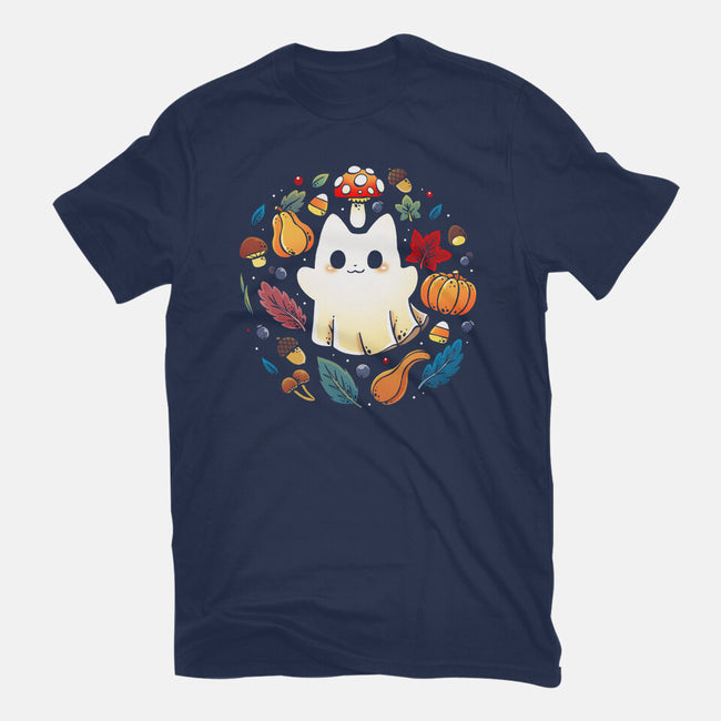 Kitten Ghost Autumn-Unisex-Basic-Tee-Vallina84