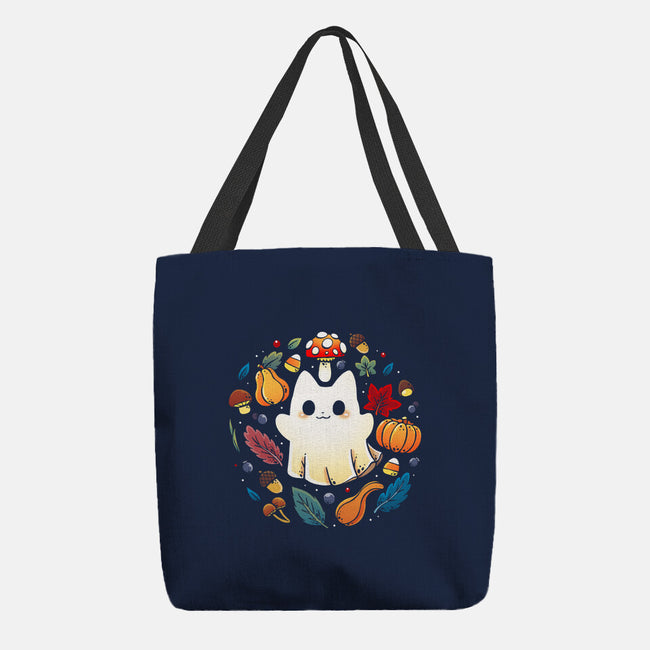 Kitten Ghost Autumn-None-Basic Tote-Bag-Vallina84