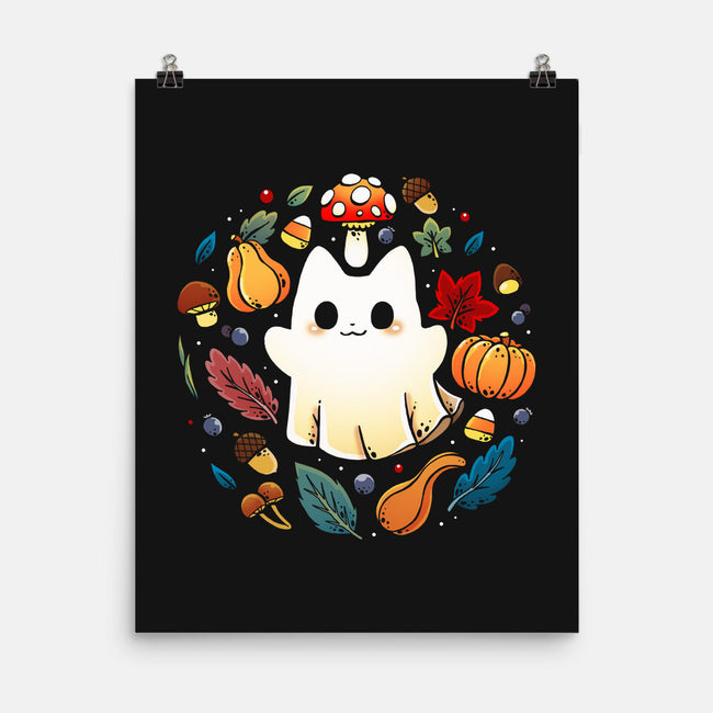 Kitten Ghost Autumn-None-Matte-Poster-Vallina84